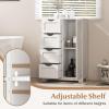 imageGiantex Bathroom Storage Cabinet with Drawers  4 Drawer Storage Organizer wCupboard Adjustable Shelf AntiToppling Device Entryway Storage Unit Console Table Bathroom Floor Cabinet GrayOff White