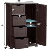 imageGiantex Bathroom Storage Cabinet with Drawers  4 Drawer Storage Organizer wCupboard Adjustable Shelf AntiToppling Device Entryway Storage Unit Console Table Bathroom Floor Cabinet GrayBrown
