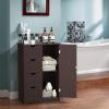 imageGiantex Bathroom Storage Cabinet with Drawers  4 Drawer Storage Organizer wCupboard Adjustable Shelf AntiToppling Device Entryway Storage Unit Console Table Bathroom Floor Cabinet GrayBrown