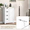 imageGiantex Bathroom Storage Cabinet with Drawers  4 Drawer Storage Organizer wCupboard Adjustable Shelf AntiToppling Device Entryway Storage Unit Console Table Bathroom Floor Cabinet GrayOff White