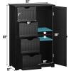 imageGiantex Bathroom Storage Cabinet with Drawers  4 Drawer Storage Organizer wCupboard Adjustable Shelf AntiToppling Device Entryway Storage Unit Console Table Bathroom Floor Cabinet GrayBlack