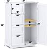 imageGiantex Bathroom Storage Cabinet with Drawers  4 Drawer Storage Organizer wCupboard Adjustable Shelf AntiToppling Device Entryway Storage Unit Console Table Bathroom Floor Cabinet GrayOff White