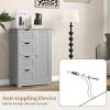 imageGiantex Bathroom Storage Cabinet with Drawers  4 Drawer Storage Organizer wCupboard Adjustable Shelf AntiToppling Device Entryway Storage Unit Console Table Bathroom Floor Cabinet GrayGrey