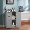 imageGiantex Bathroom Storage Cabinet with Drawers  4 Drawer Storage Organizer wCupboard Adjustable Shelf AntiToppling Device Entryway Storage Unit Console Table Bathroom Floor Cabinet GrayGrey