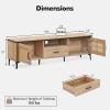 imageGiantex Boho TV Stand for Tvs up to 65quot Wood Entertainment Center with Storage Cabinets Drawer Cable Hole Metal Legs Mid Century Modern TV Console Table wRattan Doors for Living Room Bedroom