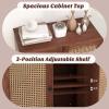 imageGiantex Buffet Cabinet Set of 2 Wood Sideboard Storage Cabinet with Rattan Door 3Position Adjustable Shelf Freestanding Coffee Bar Accent Cabinet Kitchen Cupboard Organizer for Living RoomWalnut