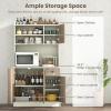 imageGiantex Buffet Hutch Cabinet Kitchen Hutch Sideboard Buffet Pantry on Island Wood Kitchenware Server with Drawer Shelf and Storage Cabinet White ampamp NaturalWhite  Walnut