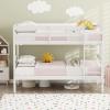 imageGiantex Bunk Bed Twin Over Twin Solid Wood Detachable Bed Frame with High Guardrails ampamp Integrated Ladder Wooden Slatted Bunk Bed for Kids ampamp Teens No Box Spring Needed WhiteWhite