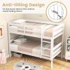 imageGiantex Bunk Bed Twin Over Twin Solid Wood Detachable Bed Frame with High Guardrails ampamp Integrated Ladder Wooden Slatted Bunk Bed for Kids ampamp Teens No Box Spring Needed WhiteWhite