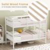 imageGiantex Bunk Bed Twin Over Twin Solid Wood Detachable Bed Frame with High Guardrails ampamp Integrated Ladder Wooden Slatted Bunk Bed for Kids ampamp Teens No Box Spring Needed WhiteWhite