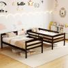 imageGiantex Bunk Bed Twin Over Twin Solid Wood Detachable Bed Frame with High Guardrails ampamp Integrated Ladder Wooden Slatted Bunk Bed for Kids ampamp Teens No Box Spring Needed WhiteEspresso