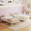 imageGiantex Bunk Bed Twin Over Twin Solid Wood Detachable Bed Frame with High Guardrails ampamp Integrated Ladder Wooden Slatted Bunk Bed for Kids ampamp Teens No Box Spring Needed WhiteWhite