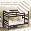 imageGiantex Bunk Bed Twin Over Twin Solid Wood Detachable Bed Frame with High Guardrails ampamp Integrated Ladder Wooden Slatted Bunk Bed for Kids ampamp Teens No Box Spring Needed WhiteEspresso