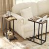 imageGiantex C Shaped End Table Small Side Table for Sofa Couch Table That Slide Under with Metal Frame Industrial TV Tray Tables for Small Spaces Living Room Bedroom Rustic BrownRustic Brown