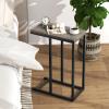 imageGiantex C Shaped End Table Small Side Table for Sofa Couch Table That Slide Under with Metal Frame Industrial TV Tray Tables for Small Spaces Living Room Bedroom Rustic BrownGreige