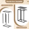 imageGiantex C Shaped End Table Small Side Table for Sofa Couch Table That Slide Under with Metal Frame Industrial TV Tray Tables for Small Spaces Living Room Bedroom Rustic BrownBlack