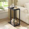 imageGiantex C Shaped End Table Small Side Table for Sofa Couch Table That Slide Under with Metal Frame Industrial TV Tray Tables for Small Spaces Living Room Bedroom Rustic BrownBlack
