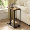 imageGiantex C Shaped End Table Small Side Table for Sofa Couch Table That Slide Under with Metal Frame Industrial TV Tray Tables for Small Spaces Living Room Bedroom Rustic BrownRustic Brown
