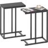 imageGiantex C Shaped End Table Small Side Table for Sofa Couch Table That Slide Under with Metal Frame Industrial TV Tray Tables for Small Spaces Living Room Bedroom Rustic BrownBlack