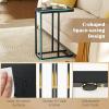 imageGiantex C Shaped End Table Small Side Table for Sofa Couch Table That Slide Under with Metal Frame Industrial TV Tray Tables for Small Spaces Living Room Bedroom Rustic BrownBlack