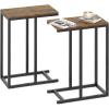 imageGiantex C Shaped End Table Small Side Table for Sofa Couch Table That Slide Under with Metal Frame Industrial TV Tray Tables for Small Spaces Living Room Bedroom Rustic BrownRustic Brown