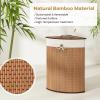 imageGiantex Corner Laundry Hamper with Lid 58 L Bamboo Laundry Basket with Removable Liner ampamp Handle Triangle Clothes Hamper for Small Spaces Bedroom Bathroom Laundry ampamp Living Room BrownBamboo