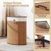 imageGiantex Corner Laundry Hamper with Lid 58 L Bamboo Laundry Basket with Removable Liner ampamp Handle Triangle Clothes Hamper for Small Spaces Bedroom Bathroom Laundry ampamp Living Room BrownBamboo