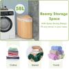 imageGiantex Corner Laundry Hamper with Lid 58 L Bamboo Laundry Basket with Removable Liner ampamp Handle Triangle Clothes Hamper for Small Spaces Bedroom Bathroom Laundry ampamp Living Room BrownNatural