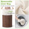 imageGiantex Corner Laundry Hamper with Lid 58 L Bamboo Laundry Basket with Removable Liner ampamp Handle Triangle Clothes Hamper for Small Spaces Bedroom Bathroom Laundry ampamp Living Room BrownBrown