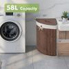 imageGiantex Corner Laundry Hamper with Lid 58 L Bamboo Laundry Basket with Removable Liner ampamp Handle Triangle Clothes Hamper for Small Spaces Bedroom Bathroom Laundry ampamp Living Room BrownBrown