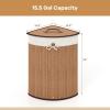 imageGiantex Corner Laundry Hamper with Lid 58 L Bamboo Laundry Basket with Removable Liner ampamp Handle Triangle Clothes Hamper for Small Spaces Bedroom Bathroom Laundry ampamp Living Room BrownBamboo
