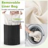 imageGiantex Corner Laundry Hamper with Lid 58 L Bamboo Laundry Basket with Removable Liner ampamp Handle Triangle Clothes Hamper for Small Spaces Bedroom Bathroom Laundry ampamp Living Room BrownBlack
