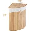 imageGiantex Corner Laundry Hamper with Lid Bamboo Laundry Basket with Removable Liner and Handle Clothes Basket for Cloth Organize Clothes Storage Bin for Bedroom Laundry Living Room Beige