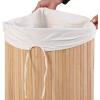 imageGiantex Corner Laundry Hamper with Lid Bamboo Laundry Basket with Removable Liner and Handle Clothes Basket for Cloth Organize Clothes Storage Bin for Bedroom Laundry Living Room Beige