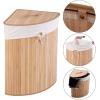 imageGiantex Corner Laundry Hamper with Lid Bamboo Laundry Basket with Removable Liner and Handle Clothes Basket for Cloth Organize Clothes Storage Bin for Bedroom Laundry Living Room Beige