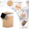 imageGiantex Corner Laundry Hamper with Lid Bamboo Laundry Basket with Removable Liner and Handle Clothes Basket for Cloth Organize Clothes Storage Bin for Bedroom Laundry Living Room Beige
