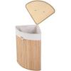 imageGiantex Corner Laundry Hamper with Lid Bamboo Laundry Basket with Removable Liner and Handle Clothes Basket for Cloth Organize Clothes Storage Bin for Bedroom Laundry Living Room Beige