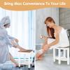 imageGiantex Corner Shower Stool Waterproof  HDPE Shower Bench Seat with Storage Shelf for Shaving Legs NonSlip Foot Pads Plastic Spa Bath Step Foot Rest for Bathroom Small Place WhiteWhite  Brown