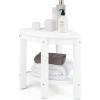 imageGiantex Corner Shower Stool Waterproof  HDPE Shower Bench Seat with Storage Shelf for Shaving Legs NonSlip Foot Pads Plastic Spa Bath Step Foot Rest for Bathroom Small Place WhiteWhite