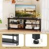 imageGiantex Corner TV Stand for 65 Inch TV Modern Entertainment Center wPower Outlet Storage ShelvesampampMetal Frame Media TV Console Table for Living Room Bedroom Small Spaces Black