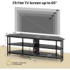 imageGiantex Corner TV Stand for 65 Inch TV Modern Entertainment Center wPower Outlet Storage ShelvesampampMetal Frame Media TV Console Table for Living Room Bedroom Small Spaces Black