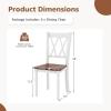 imageGiantex Dining Room Chairs Set of 2 White Wooden Farmhouse Kitchen Chairs with Rubber Wood Seat Acacia Wood Legs Max Load 360 Lbs Heavy Duty Wood Armless Dining Chairs with High Back