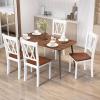 imageGiantex Dining Room Chairs Set of 2 White Wooden Farmhouse Kitchen Chairs with Rubber Wood Seat Acacia Wood Legs Max Load 360 Lbs Heavy Duty Wood Armless Dining Chairs with High Back
