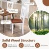 imageGiantex Dining Room Chairs Set of 2 White Wooden Farmhouse Kitchen Chairs with Rubber Wood Seat Acacia Wood Legs Max Load 360 Lbs Heavy Duty Wood Armless Dining Chairs with High Back