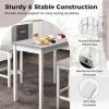 imageGiantex Dining Table Set for 2 Counter Height Dining Table Set with 2 Bar Stools Wood Legs Dinette Table Set Breakfast Nook Table Set SpaceSaving Kitchen Table Set WhiteGreyWhiteGrey