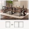 imageGiantex Dining Table Set for 4 3Piece 55quot L Kitchen Table Set w 2 Benches Breakfast Table w 5Bottle Wine Rack ampamp Glass Holder SpaceSaving Dinette Set for Dining Room Kitchen Apartment