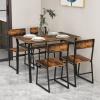 imageGiantex Dining Table Set for 4 47L x 28W Rectangular Kitchen Table w 4 Trapezoid Chairs Reinforced Metal Frame ampamp Storage Rack Industrial SpaceSaving Dinette Set for Kitchen Dining Room BrownRustic Brown