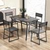 imageGiantex Dining Table Set for 4 47L x 28W Rectangular Kitchen Table w 4 Trapezoid Chairs Reinforced Metal Frame ampamp Storage Rack Industrial SpaceSaving Dinette Set for Kitchen Dining Room BrownGrey