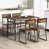 imageGiantex Dining Table Set for 4 47L x 28W Rectangular Kitchen Table w 4 Trapezoid Chairs Reinforced Metal Frame ampamp Storage Rack Industrial SpaceSaving Dinette Set for Kitchen Dining Room BrownRustic Brown