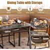 imageGiantex Dining Table Set for 4 47L x 28W Rectangular Kitchen Table w 4 Trapezoid Chairs Reinforced Metal Frame ampamp Storage Rack Industrial SpaceSaving Dinette Set for Kitchen Dining Room BrownGrey